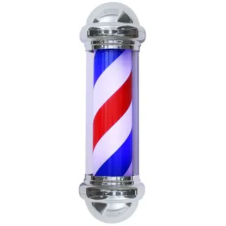Barberpub Barbierstab klassisch weiß blau rot Barber Pole 75cm Drehen LED Birne