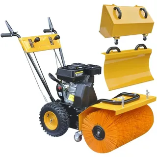 vidaXL Schneefräse und Kehrmaschine Kombigerät Set Benzin 6,5 PS