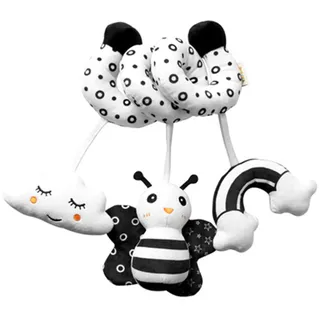 SWECOMZE Tier Baby Activity-Spirale Kette, Stoff-Spirale zum Greifen und Fühlen Mit Glocke Baby Spielzeug Für Babys und Kleinkinder ab 0+ Monaten (Biene)