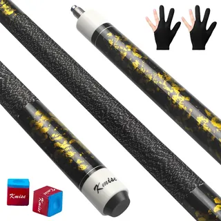 Kmise Billard Queue-Set, 147cm 18–21 oz Professionelles Billardqueue aus kanadischem Ahorn, Neuer verbesserter Griff, 4 Farben optional (1 Stück (595 g goldfarben))