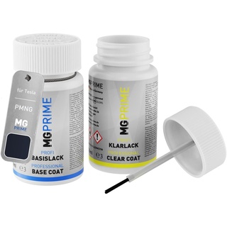 MG PRIME Autolack Lackstift Set für Tesla PMNG Steel Grey Pearl Metallic/Midnight Silver Metallic Basislack Klarlack je 50ml