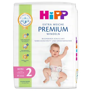 HiPP Extra Weiche Premium Windeln Größe 2 (Mini 4-8 kg), 93 Stück (3 Packungen mit 31), mit 3-fach Auslaufschutz und Duo Hautschutz