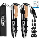 Overmont Wanderstöcke Carbon Ultraleicht faltbar verstellbar 105-125CM Trekkingstöcke Stoßdämpfend Nordic Walking Stöcke 1 Paar mit All Terrain Zubehör