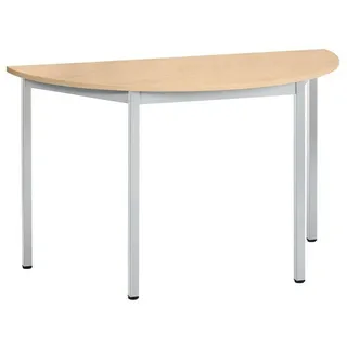 Sodematub Mehrzwecktisch ahorn, alu halbrund, Vierkantrohr alu, 120,0 x 60,0 x 74,0 cm