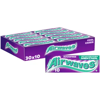 Airwaves Kaugummi Zuckerfrei, Cool Cassis Gum, 30 x 10 Dragees, Großpackung Chewing Gum, Mit Natürlichem Menthol, Kaugummi ohne Zucker mit Minz Frische (300 Dragees)