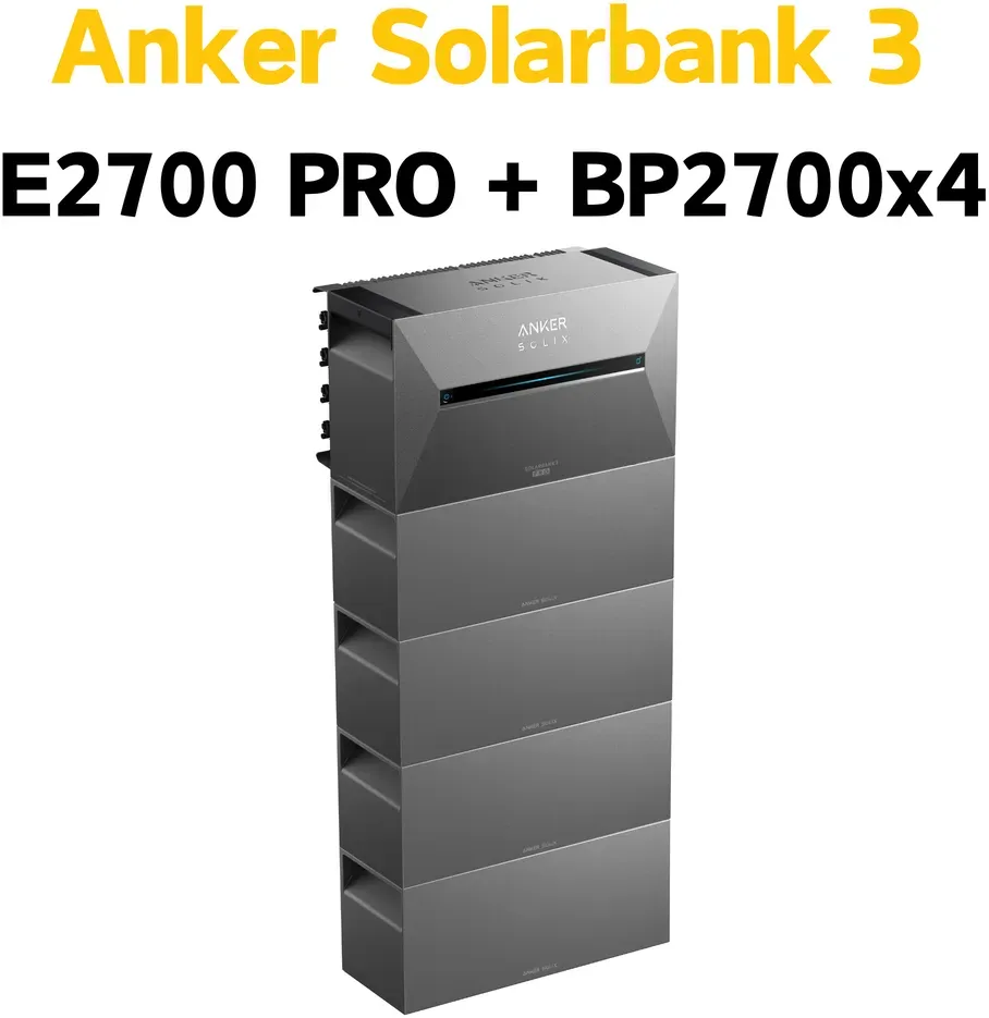 Anker SOLIX Solarbank 3 E2700 PRO Solarspeicher Balkonkraftwerk Stromspeicher - Solarbank 3 E2700 PRO + BP2700 x4