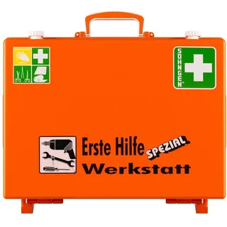 SÖHNGEN Erste-Hilfe-Koffer Werkstatt, Wandhalterung, orange, ASR A4.3/DIN 13157, Art.-Nr. 360111 | Verbandskasten | Notfallkoffer | Erste Hilfe Kasten