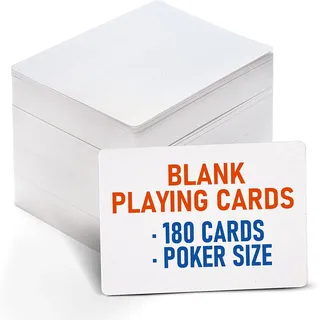 LotFancy Leere Spielkarten zum Selbst Gestalten 180 Stück, Spielkarten Blanko 63x88 mm, Leere Karten in Pokergröße (Mattfinish)