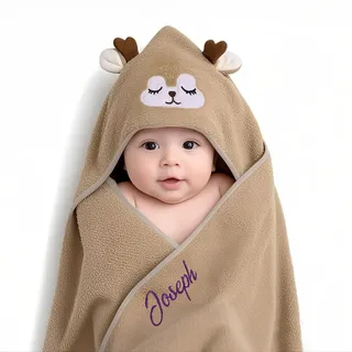 Gaosh Personalisiertes Baby Handtuch Kapuze mit Namen Badeponcho Baby Badetuch Weich und Bequem für Baby und Neugeborene Babygeschenk Geburtsgeschenk (Braun)