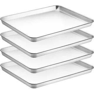 CEKEE Edelstahl-Backblech-Set, große Backform & Plätzchenblech & Backblech für Ofen, halbe Blechpfanne, Größe 45,7 x 33 x 2,5 cm, strapazierfähig & hochglanzpoliert & leicht zu reinigen