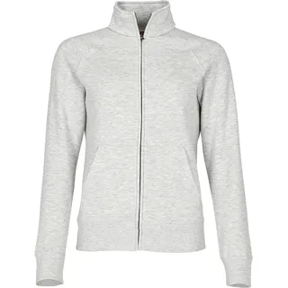Fruit of the Loom LADIES PREMIUM SWEAT JACKET - Damen Sweatjacke mit Stehkragen und zwei Vordertaschen, graumeliert, L