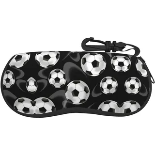 Brillenetui, handbemalt, Libelle, tragbar, mit Reißverschluss, Sonnenbrillen-Etui, Schutz für Männer und Frauen oder Kinder, Fußball Schwarz, One size - Einheitsgröße