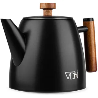 VDN Teekanne mit Siebeinsatz - Teapot [1L, 5-6 Tassen] - Teekanne Thermo, Edelstahl [Doppelwandig, bis zu 1h warm] - Teebereiter [für losen Tee, Ingwer & Kräutermischungen] - 802
