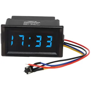 Digitaluhr Wasserdicht, Auto Digitaluhr Beleuchtet Einbau, Auto-Armaturenbrett-Digitaluhr, Wasserdicht, Staubdicht, Auto-Elektronikuhr, LED-Digitalanzeige für Auto, DC4,5–30 V (BLUE)