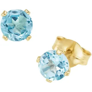 FIRETTI Paar Ohrstecker »Schmuck Geschenk Gold 375 Ohrschmuck Ohrringe Edelstein Krappenfassung«, mit Blautopas, Citrin oder Peridot