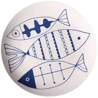 KICHOUSE Fischteller Porzellan mit Handbemalung Keramikteller mit Fischmotiven Spülmaschinenfest Mikrowellensicher
