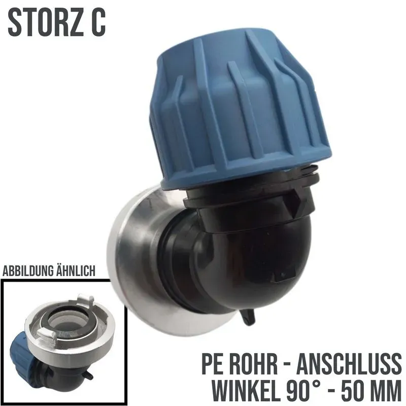 STORZ C DN 52 KA 66 Übergangsstück Adapter -> 50 mm PE Winkel 90° Rohr Klebeschl...