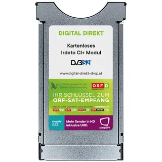 ORF DIGITAL DIREKT CI+ SAT Modul kartenlos mit integrierter Entschlüsselung für ORF und simpliTV SAT (Keine Karte notwendig)