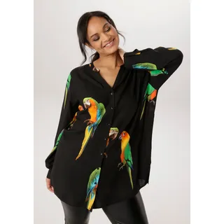 aniston plus Longbluse mit Papageien Druck Schwarz 48
