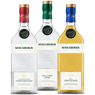 Schladerer Obstbrand Klassiker Set mit Schwarzwälder Kirschwasser, Williams-Christ Birnenbrand und Alte Zwetschge aus dem Schwarzwald Obstbrände (3 x 700 ml)