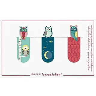 Moses Magnetlesezeichen Nachteulen 3er Set | Magnetisches Lesezeichen | Charmant Illustriert