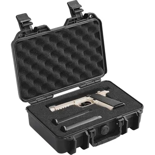 Vevor Hartschalenkoffer Pistolen, mit vorgeschnittenem PU-Schaum, staubdichter Hartschalenkoffer für 1 Pistole, abschließbarer Pistolenkoffer, Waffenkoffer schwarz, 320 x 240 x 118 mm