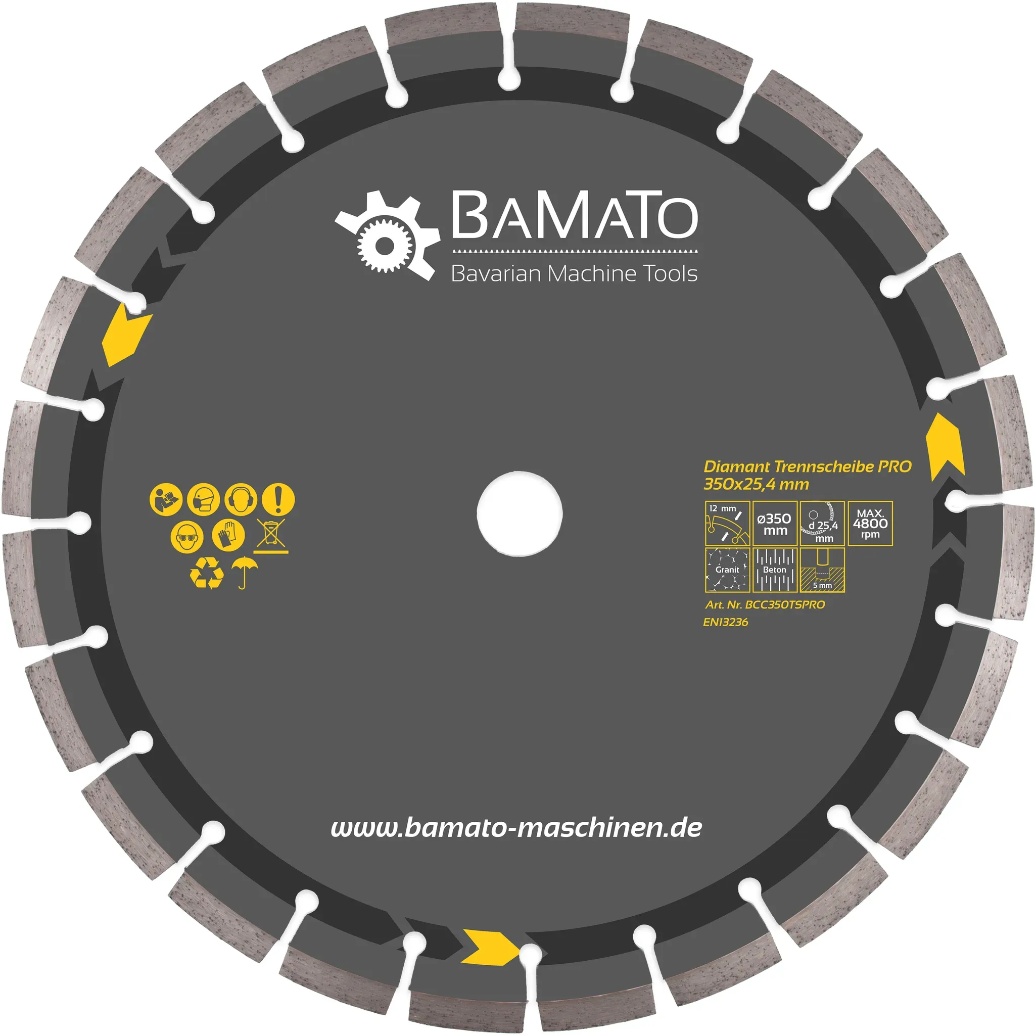 BAMATO Diamant Trennscheibe PRO 350 x 25,4 mm