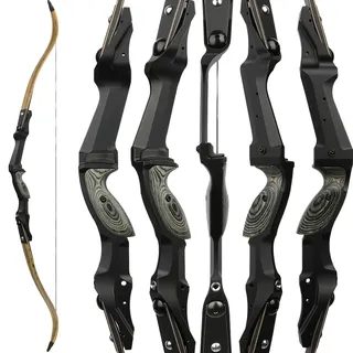 SHARROW Recurvebogen Set Erwachsene 30-65Lbs ILF Bogen Riser Wettbewerbsbogen BogenschießEn Set Jagdbogen Recurve Bogen Links Rechtshänder (Holzfarbe-Linkshänder, 62Zoll-35LBS)
