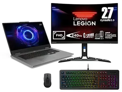 Lenovo LOQ 17i + R27fc-30 Gaming Monitor, Legion Keyboard & Mouse Intel® Core i7-14700HX Prozessor der 14. Generation E-Kerne bis zu 3,90 GHz P-Kerne bis zu 5,50 GHz, Ohne Betriebssystem, 512 GB SSD M.2 2242 PCIe 4.0 TLC