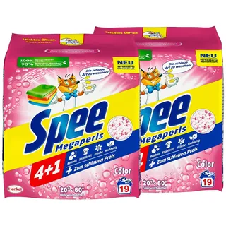 Spee Megaperls Color Waschpulver 4+1, Colorwaschmittel, Buntwäsche, 2x 19 WL