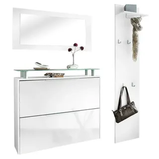 borchardt Möbel Garderoben-Set Rena 2, (3-tlg), mit Glasablage, weiß