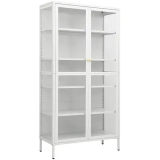 vidaXL Vitrine Weiß 90x40x180 cm Stahl und Gehärtetes Glas