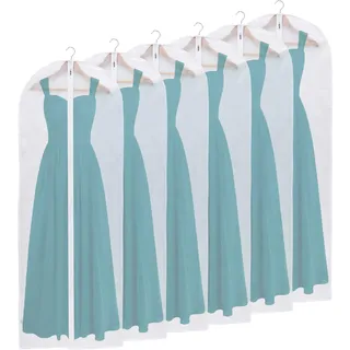 Niviy Kleidersack Lange 6 Stück 60x160 cm Reißverschluss Kleidersäcke, Durchscheinend Atmungsaktiver Stoff, für Anzüge Mäntel Hochzeitskleid Abendkleider Lange Kleider Teuren Kleider Aufbewahrung