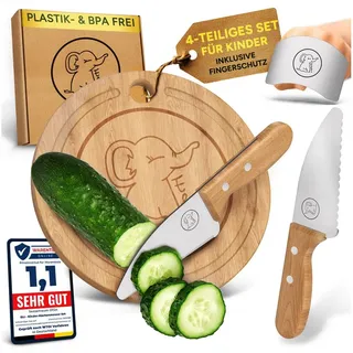 eli der elefant Kinder Küchenmesser Set inkl. Fingerschutz - rostfreier Edelstahl -