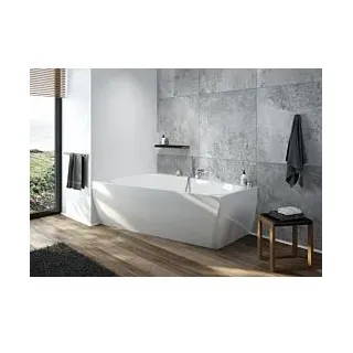 Hoesch iSENSI Badewanne 170x100cm, links, weiß, 194 l, Überlaufschlitz