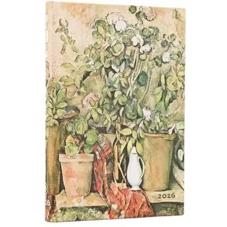 Paperblanks 12-Monatskalender 2026 Cezannes Terrakotta-Töpfe und Blumen, Mini, Horizontal