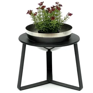 DanDiBo Ambiente DanDiBo Blumenhocker Metall mit Topf Schwarz Silber 18 cm Blumenständer 96091 s Blumensäule Modern Pflanzenständer Pflanzenhocker