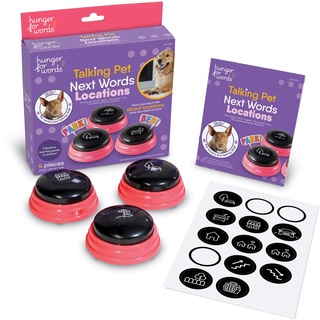 Hunger for Words Talking Pet Next Words Locations – 3-teiliges Set mit beschreibbaren Sprachtasten für Hunde, Hundeknöpfe für Kommunikation