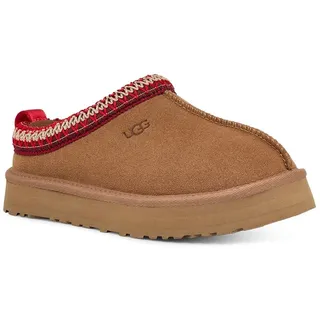 UGG K TAZZ Pantoffel, Plateau Clog, Mule, Hausschuh mit Zierborte braun 31 EU