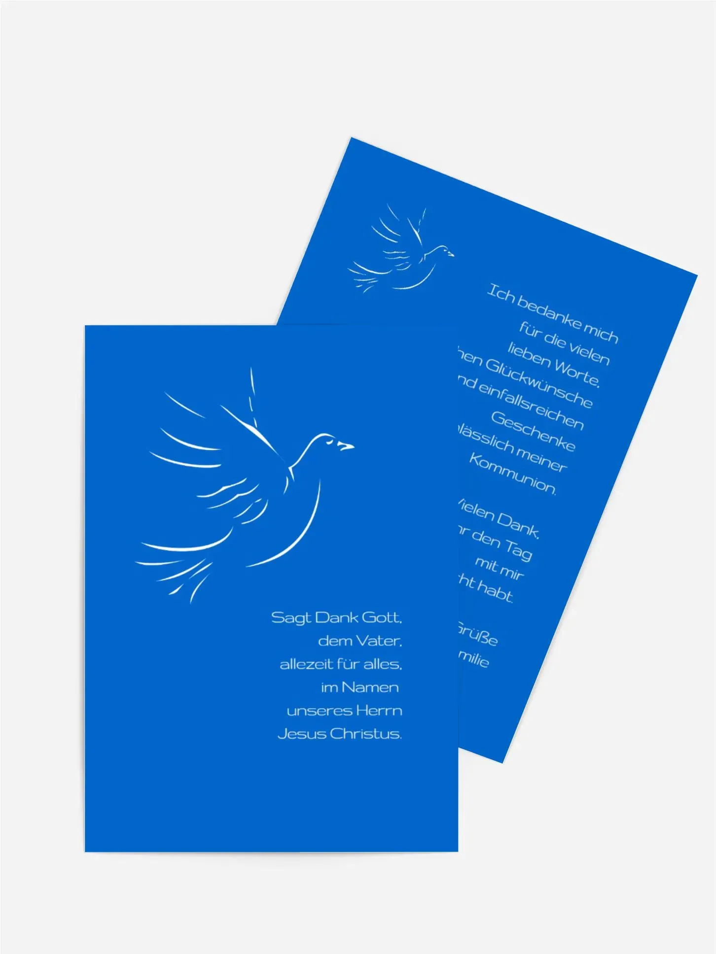 Dankeskarten Kommunion selbst gestalten mit Spruch und Fotos im Onlinedesigner bei Meine-Kartenmanufaktur.de