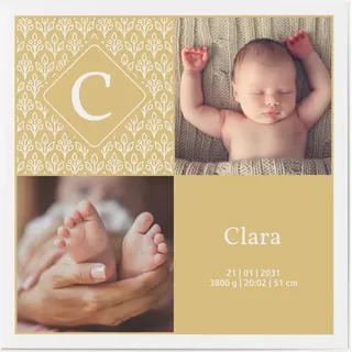 Foto Geburtskarten selbst gestalten - Vintage Pattern - Beige | Wunderkarten.de