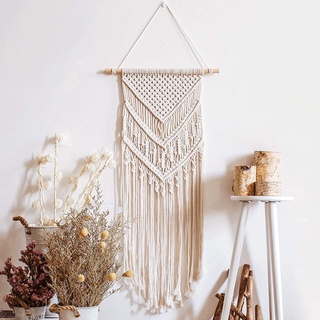 Herbests Große Makramee Wandbehang Boho Deko Tapisserie Gewebte Haus Dekoration Handgefertigte Baumwolle Boho Raumdekoration Natürliches Treibholz Böhmisches Wanddekor Makramee Wandteppich Beige