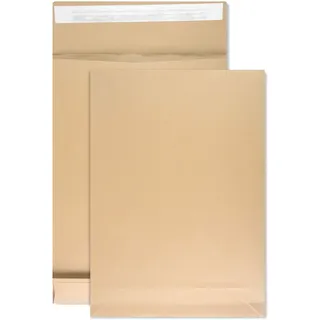 Netuno 20x braune Faltentasche DIN C4 229× 324 mm 130g braun Umschlag erweiterbar Faltenversandtasche C4 ohne Fenster große Versandtasche mit Stehboden Umschlagtasche Briefhülle C4 mit Falte