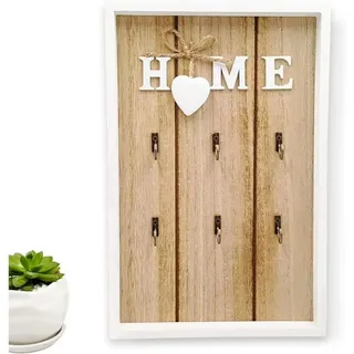 Jusch - Schlüsselschrank, wandmontierter Schlüsselkasten aus Holz, mit 6 Aufhängehaken für Schlüssel, Schlüsselkasten aus Holz, Schlüsselschrank,