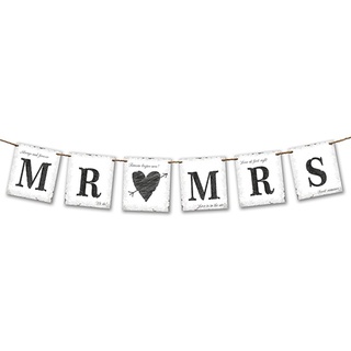 P&D Girlande Mr and Mrs, Weiß und Schwarz