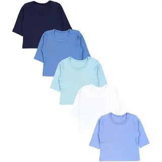 TupTam Baby Jungen Langarmshirt 5er Pack, Farbe: Blau-Mix Türkis Weiß Uni, Größe: 74 - 74