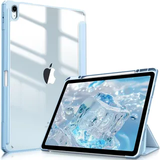 Fintie Hybrid Hülle für iPad Air 13 Zoll (M3) 2025, (M2) 2024 mit Stifthalter - Stoßfeste Schutzhülle Case mit transparenter Hartschale auf der Rückseite für iPad Air 13 Zoll Hülle, Himmelblau