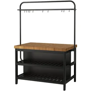 IKEA VADHOLMA Kücheninsel mit Gestell schwarz/Eiche