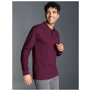 Poloshirt TRIGEMA "TRIGEMA Langarm Poloshirt mit Armbündchen", Herren, Gr. L, rot (sangria), 100% Baumwolle, Basic, Langarm, Shirts