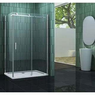 Duschkabine TECHNO 120 x 90 x 195 cm ohne Duschtasse - Schwarz